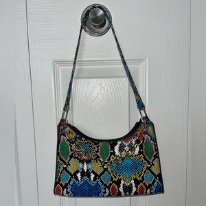 snakeskin print baguette bag